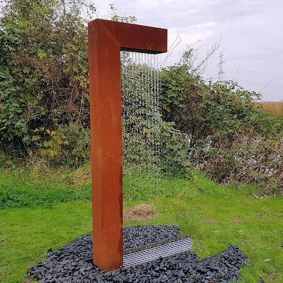 Corten Steel Metal Rain Curtain Water Feature