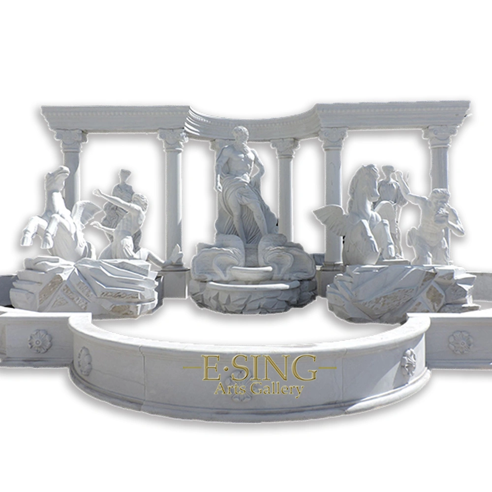 Handcraft Outdoor Marble Horse Sculpture Large Fountain