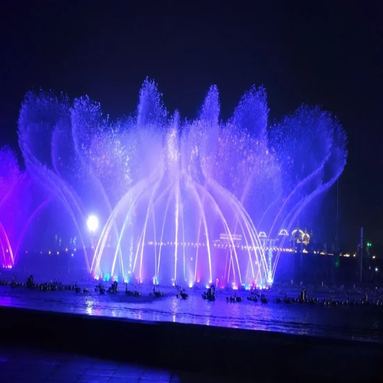 Музыкальный танцующий фонтан с сухим полом и светодиодной подсветкой, Проектирование и монтаж фонтанов Supreme, Полное фонтанное оборудование